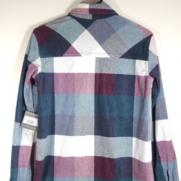 Eddie Bauer Women's Sz Small Multicolor Plaid Fleece Flannel Button Down Shirt - Picture 9 of 11